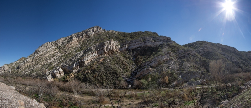 Rock Strata on Gila River-Panorama web